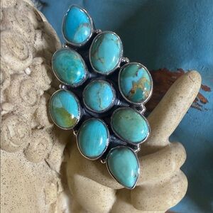 Beautiful Cluster of 9 Turquoise Stones
Sterling Silver .925
